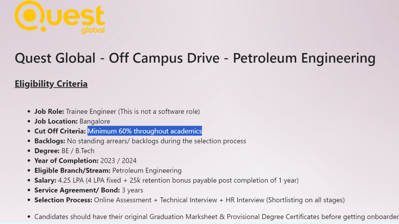 Quest Global Off Campus Drive